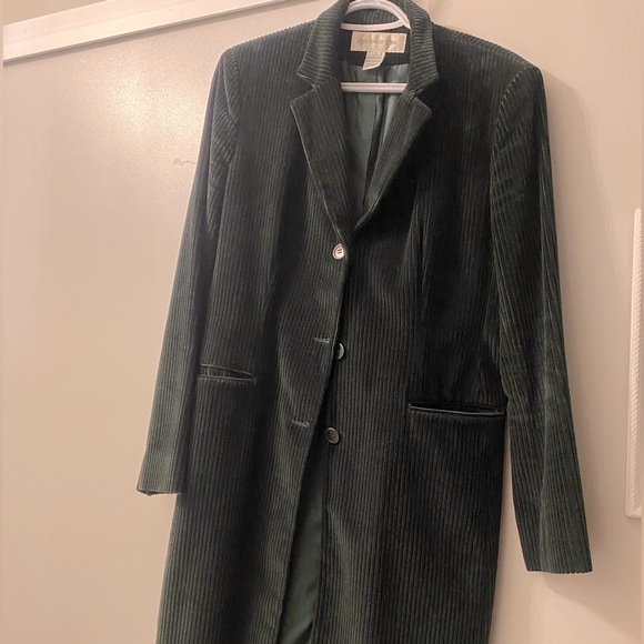 Emerald green courderoy long blazer - Picture 1 of 2